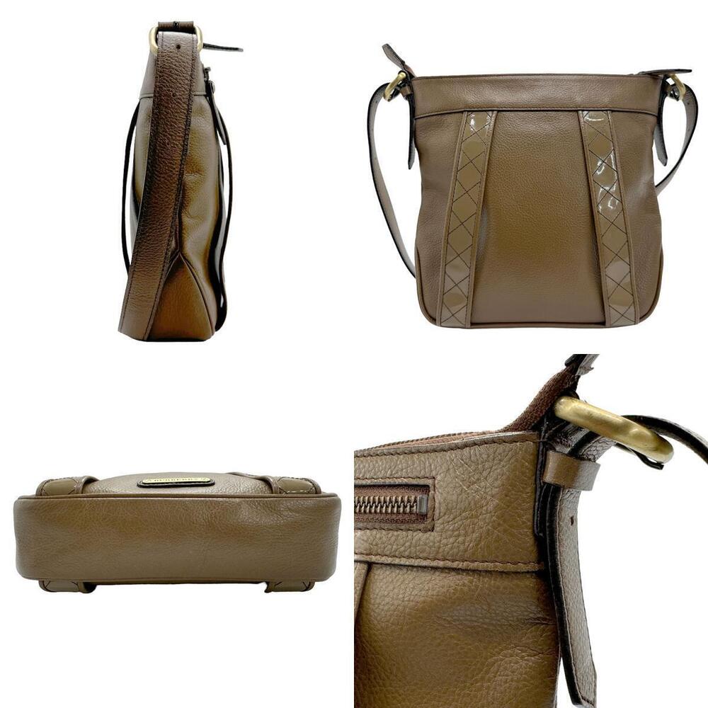 Burberry Leather Khaki Green Brown Brown Shoulder Bag Green Brown